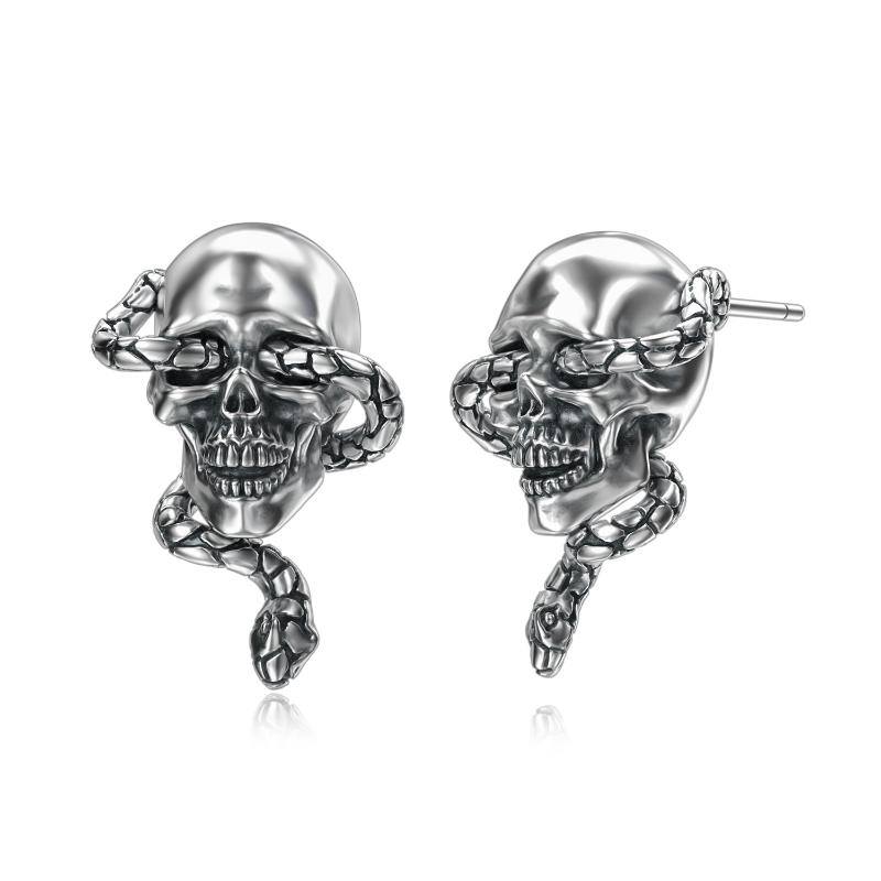 Sterling Silver Womans Mens Skull Stud Earrings Gift Boxed